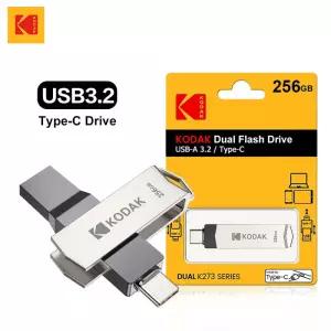 KODAK C타입 플래시 드라이브 펜드라이브 고속 듀얼 메모리 스틱 스마트폰 노트북용 USB3.2 256GB