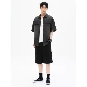 에잇세컨즈 455425CQ25 바지 워싱 코튼 포켓 6부 밴딩 쇼츠 블랙 5153255