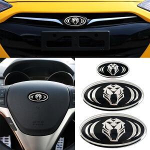 자동차 스타일링 타이거 엠블럼 배지 앞 후드 뒷 트렁크 및 스티어링 휠 스티커 KIA Cerato Sportage R K2