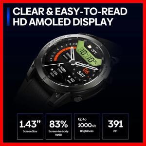 Zeblaze Stratos 3 PRO GPS 스마트 시계 1.43인치 HD AMOLED 디스플레이 내장 블루투스 전화 통화 남성용