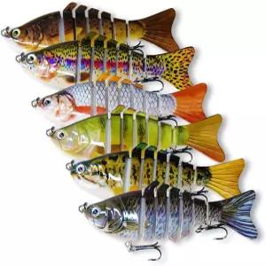 담수와 바닷물을 위한 6PCS 낚시 미끼 천천히 가라앉는 다중 수영 배스 트라우트 크레이피 월레이 파이크를