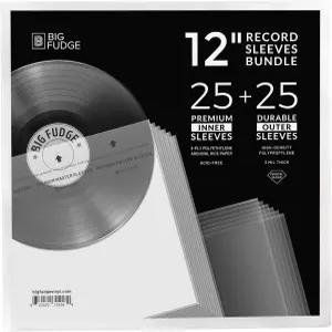 빅 퍼지 비닐 슬리브 내부 및 외부 - 레코드 25 x 12 고밀도 폴리프로필렌 앨범 커버 아카이브 정전기 방지