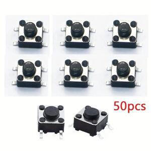 50pcs 미니 소형 마이크로 6x6x5mm 순간 촉각 푸시 버튼 스위치 4 핀 ON/OFF 키