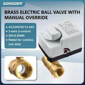 황동 전동 볼 밸브 AC220V DC12V 3선 액추에이터 수동 스위치 듀얼 제어 IP67 DN15 50 스마트 워터 시스템