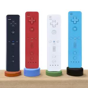 모션 플러스 2인치 내장 리모컨과 넌척 닌텐도 Wii/Wii U용 무선 게임패드 조이스틱 실리콘 케이스 및 손목