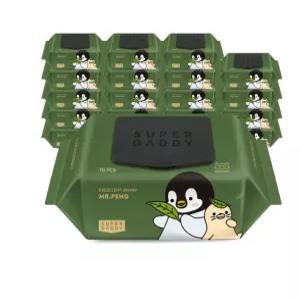 슈퍼대디 미스터펭 카키 캡형 70매 아기물티슈 82평량 20팩 저자극 고평량