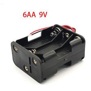 6AA 9V 배터리 보관 홀더 6 케이스 상자 클립 슬롯 더블 레이어 케이블로 연속