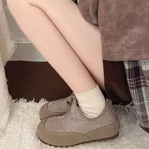 [하프클럽/다잇템]여자 믹스 패딩 누빔 FW 라운드코 레더 슬립온