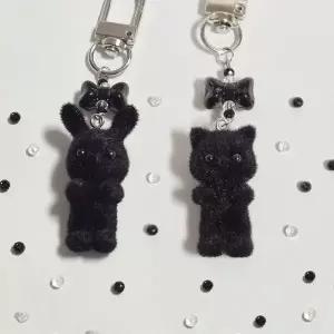 [하프클럽/]블랙퍼 동물 모형 토끼 고양이 열쇠체인 악세사리