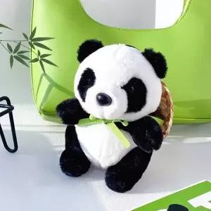 [하프클럽/]밀짚 모자 팬더 인형 캐릭터 열쇠고리 장식 팬더 곰 미니 인형