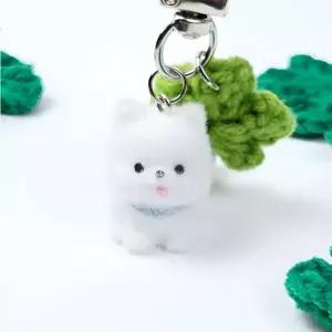 [하프클럽/]화이트 강아지 행운 선물 열쇠고리 액세서리