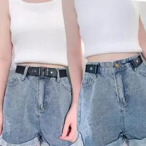 남녀공용 청바지 코튼 팬츠 버클 허리밴딩 히든 벨트 바지