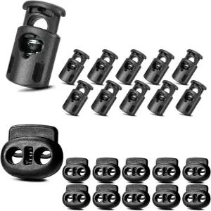 드로스트링용 TTeebmi 20PCS 코드 잠금 장치 싱글 홀 10개와 더블 스프링 스토퍼 10개 가방 신발 DIY
