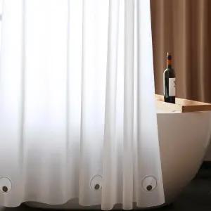 Vosign 화이트 플라스틱 샤워 커튼 라이너 72 x 75 인치 방수 프로스팅 헤비 듀티 EVA 욕실 3 자석 무게