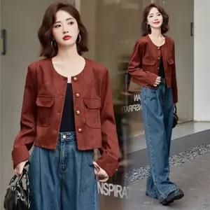 포뇨 가을 스웨이드 기장감 코트 점퍼 여성점퍼 숏 OPH3