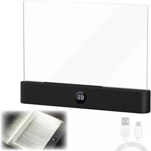스마트 LED 독서등 책등 보물 상자 3가지 색상과 타이머가 있는 충전식 투명 평면 두들 테이블 공부 램프