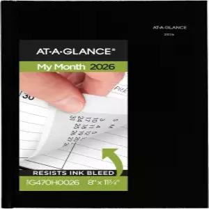 AT-A-GLANCE 2026 플래너 월간 8인치 x 11-3/4인치 대형 하드커버 데이마인드 블랙(G470H0026)