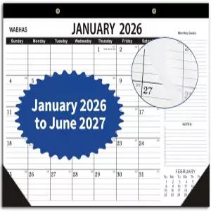 책상 달력 2026 2026년 1월 6월 할 일 목록이 있는 2026-2027-18개월 가정 또는 사무실용 17 x 12