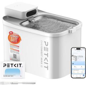 PETKIT 식기세척기 안전한 고양이 급수대, 모션 센서가 장착된 무선 자동 음용대, 반려견 전용 101온스/3L 반려동물 스마트 앱 컨트롤 및 스테인리스 스틸 트레이