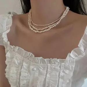 [하프클럽/]담수진주 골드 동전 초커 목걸이 레이어드 미니 밥풀 못난이 진