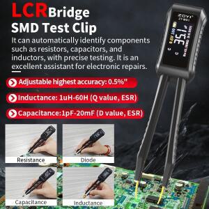 ZOYI ZT-MD1 디지털 스마트 핀셋 LCR SMD ESR 테스터 저항 커패시턴스 인덕턴스 연속성 다이오드  측정 도