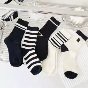 스트라이프 포인트 여성 데일리 패션 양말 5P set