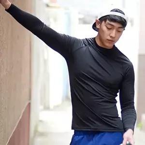 남성 래쉬가드 운동복 쿨링티 검정티셔츠 블랙티셔츠 남자 긴팔 요가-WFO4S03