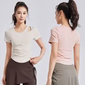 어깨펀칭 반팔요가복 쿨링운동복 여름요가복 상의-WFO4TA8