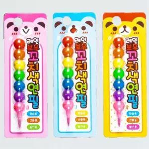 [룽스_61]레인보우꼬치색연필(36개묶음판매) 칭찬도장