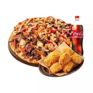 [도미노피자] (오리지널)베스트콰트로 L + 콘 크런치 치킨 + 콜라 1.25L