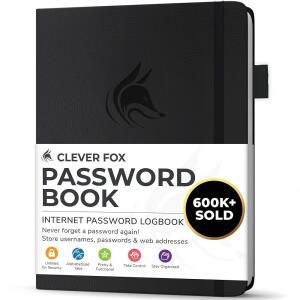 CLEVER FOX 알파벳 탭이 있는 비밀번호부 포켓 인터넷 소형 블랙 정리 로그북 로그인용 웹사이트 암호 키퍼 주소