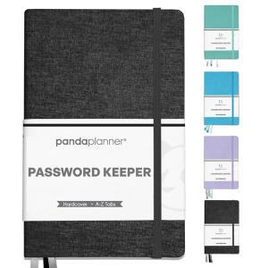 PANDA PLANNER 알파벳순 탭이 있는 비밀번호 정리 세부 노인을 크기의 정보를 위한 인터넷 암호 주소 편리한 17 하드커버 8CM 블랙 7인치 로그인 12 사이트