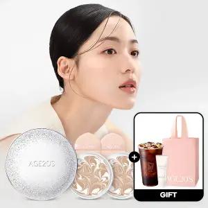 [쿠폰40%+메가커피+클렌징폼20ml+쇼핑백]에이지투웨니스 뉴오리지널 스파클 에디션 화이트 케이스+리필 2개