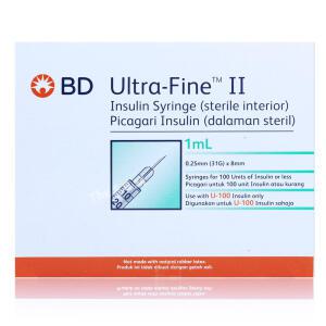 328820 비디 울트라파인2 인슐린 주사기 1박스 100개[31G 8mm 1ml]BD 펜니들 주사바늘 울트라파인
