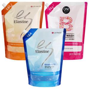 엘라스틴 모이스처 샴푸 컨디셔너 바디워시 2100ml x 6개 대용량 리필용 파우치형