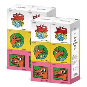 한예지 키스해링 KIDS MINI 천연펄프 미용티슈 230매 6입 2팩
