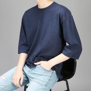 오버핏 베이직 슬라브 7부티셔츠 남자 남성 무지 여름티 빅사이즈