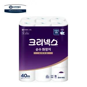 유한킴벌리 크리넥스 순수 2겹 뉴 두루마리 화장지 40m 24롤 천연펄프 화장실 롤 휴지 티슈 4517463-01