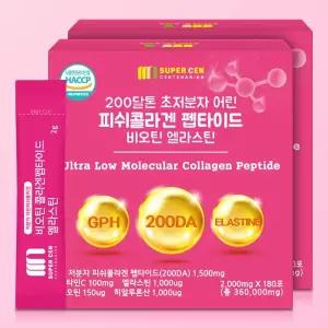 [골든허브][슈퍼쎈] 200달톤 초저분자 어린 피쉬콜라겐 펩타이드 비오틴 엘라스틴 12개월분 360포 1박스