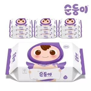 [순둥이]EC-01/엠보싱 프리미엄 물티슈 70매 캡형 10팩