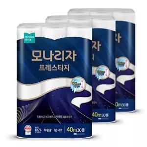 [모나리자]모나리자 프레스티지 3겹 화장지 40m 30롤 3팩