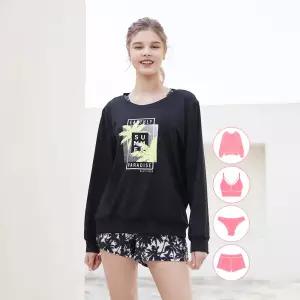 베이직엘르 여성인 맨투맨 루즈핏 래쉬가드 4종세트 BEL-V203K