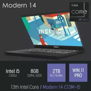 ⓒ MSI Modern 14 C13M-i5 i5-1335U 8GB 2TB WIN11 / 초경량 14인치 사무용 인강용 비즈니스 노트북