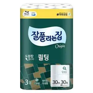 잘풀리는집 화장지 퀼팅 3겹 30롤, 1개 두루마리휴지