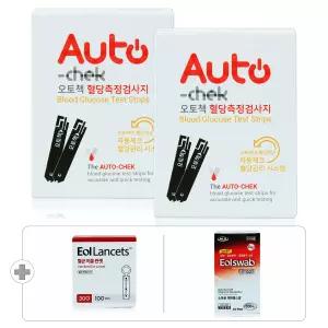 (27년 11월)오토첵 당뇨 혈당 검사지 시험지 측정지 2박스 100매+침 100개+솜 100매