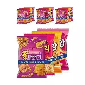 농심 인기스낵 4번들(꿀꽈배기+고구마깡+감자깡+자갈치) 4개