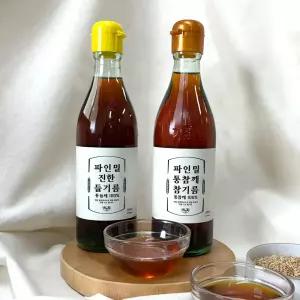 [파인밀] 전통압착 고소한 참기름 350ml+들기름 350ml (총 2병)