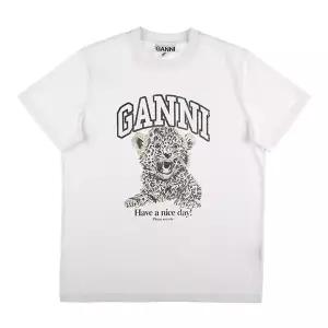 [가니]GANNI T4124 943 레오파드 로고 여성 반팔티