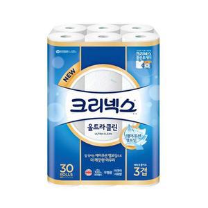 크리넥스 휴지 울트라클린 3겹 30롤 롤화장지 롤휴지 휴지대용량 대용량화장지