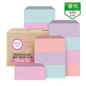 깨끗한나라 딥무드 오로라 미용티슈 200매 12입